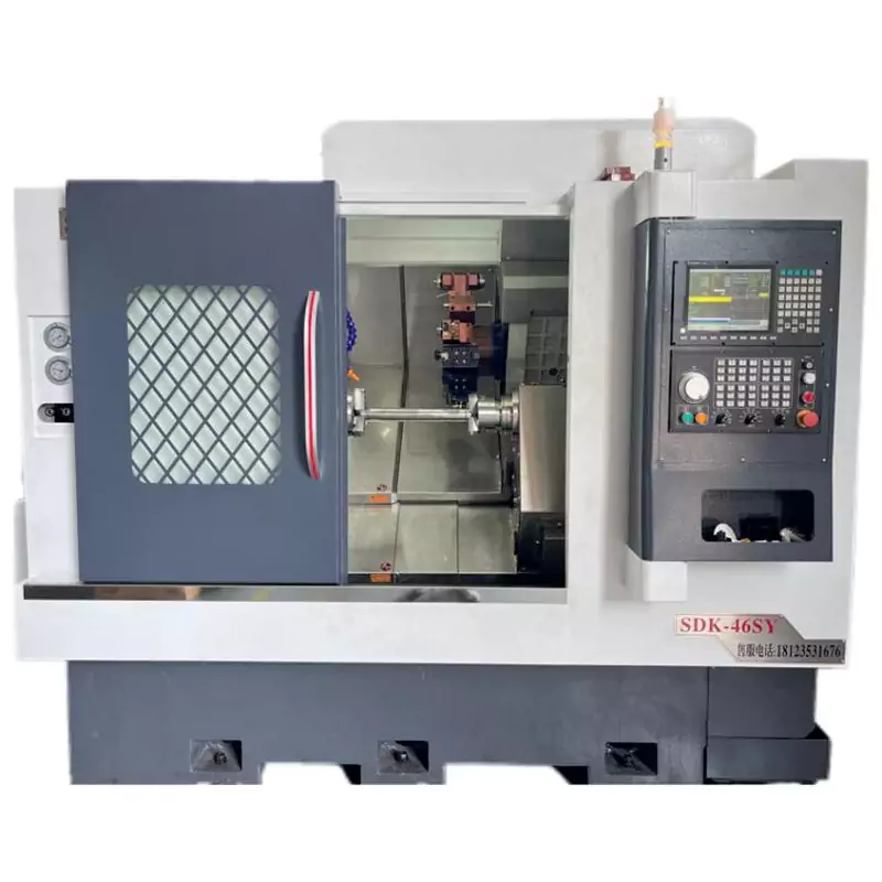 Dual-fusum y-axis interpolatum Dual-Turret CNC Machina